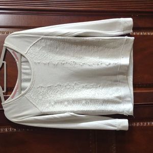 Maurice's long sleeve lace front sweater. Off-white